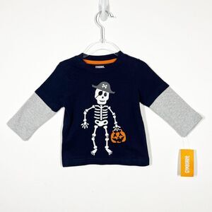 Gymboree Boys Size 9-12 Months NWT Blue Halloween Skeleton Long Sleeve T-Shirt